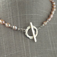 Pink Pearl Necklace with Baroque Focal Pearl