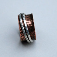 Copper Silver Spinner Ring, Mixed Metal Ring, Kinetic Ring