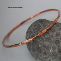 Hammered Copper Bangles Single or Set, Copper Stacking Bangles