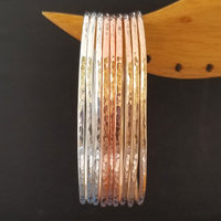Hammered Copper Bangles Single or Set, Copper Stacking Bangles
