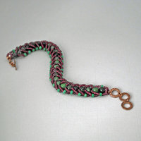 Ruby in Zoisite and Chrysoprase Beaded Bracelet with Czech Seed Beads  J-2239