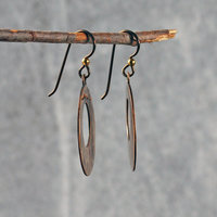 Hammered Bronze Open Circle Earrings