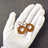 Hammered Bronze Open Circle Earrings