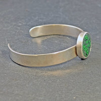 Silver Cuff Bracelet with Maw Sit Sit 