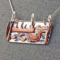 Duck Pendant, Silver and Copper