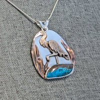 Heron Pendant with Blue Opal-RESERVED