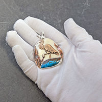 Heron Pendant with Blue Opal-RESERVED