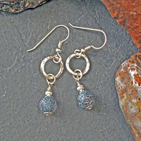 Silver Earrings with Blue Czech Glass