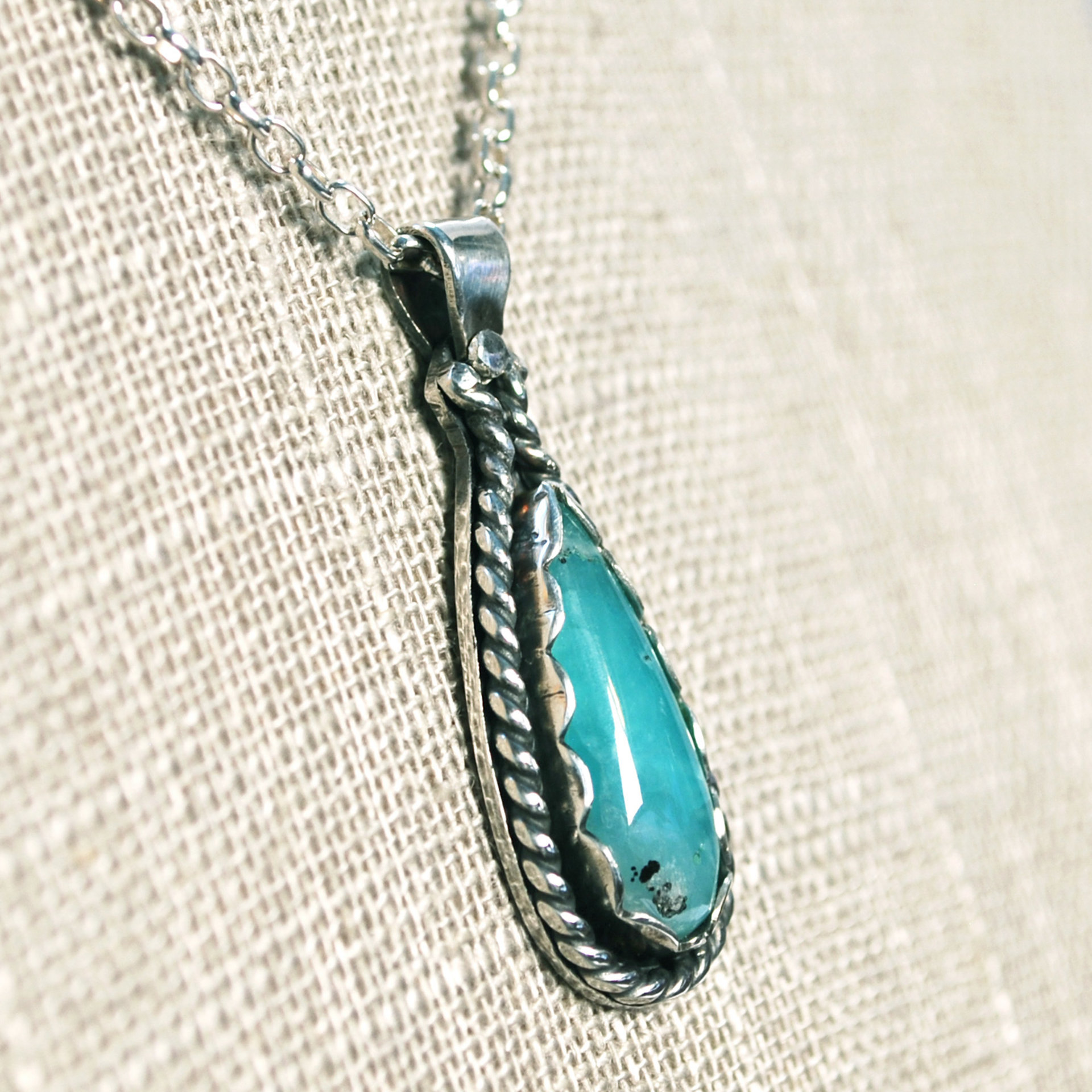 Gem Silica Sterling Silver Pendant closeup angle