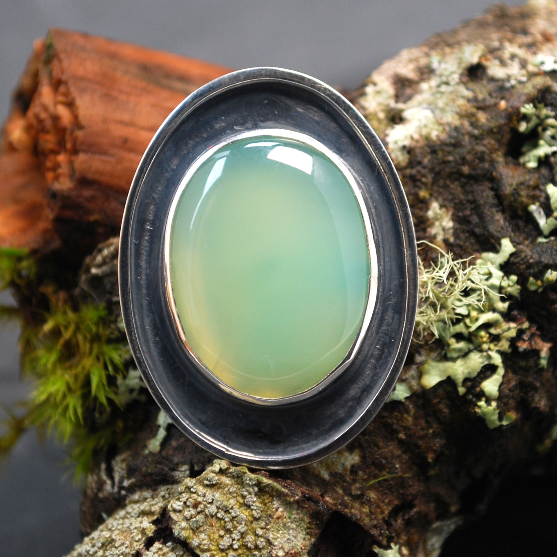 Chrysoprase silver pendant