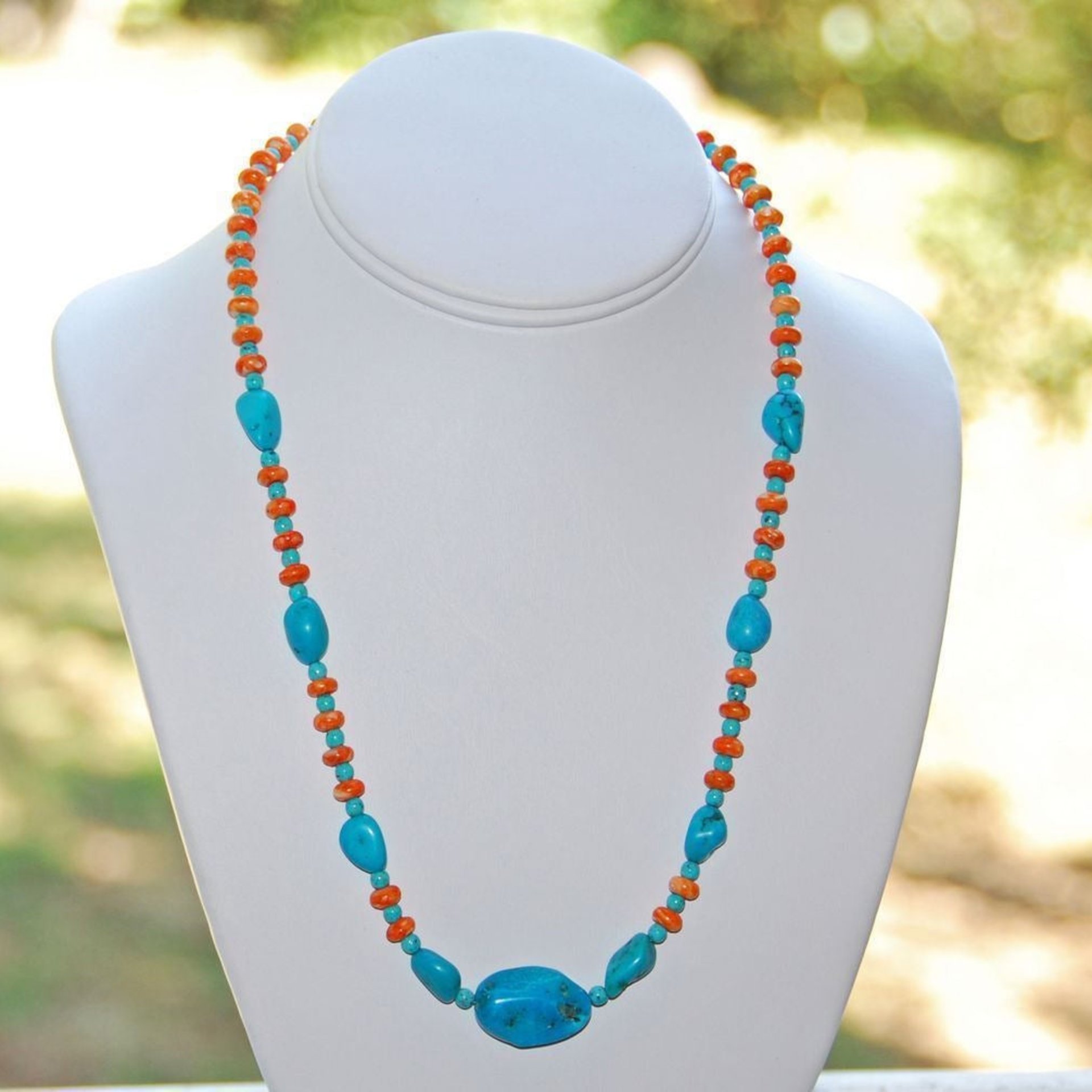 Sleeping Beauty Turquoise and Spiny Oyster Shell Necklace