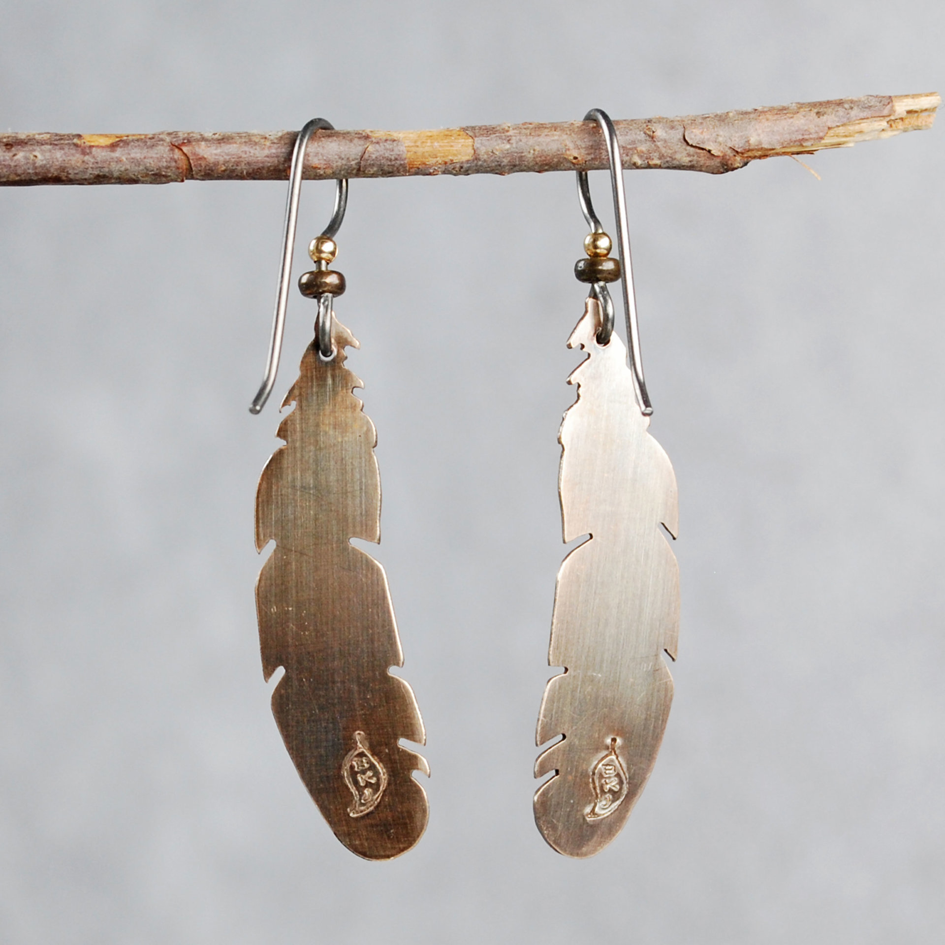 Bronze Feather Earrings