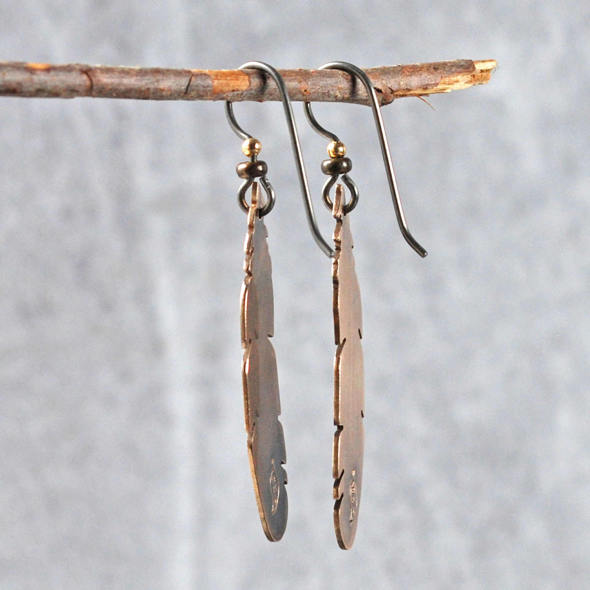 Bronze Feather Earrings
