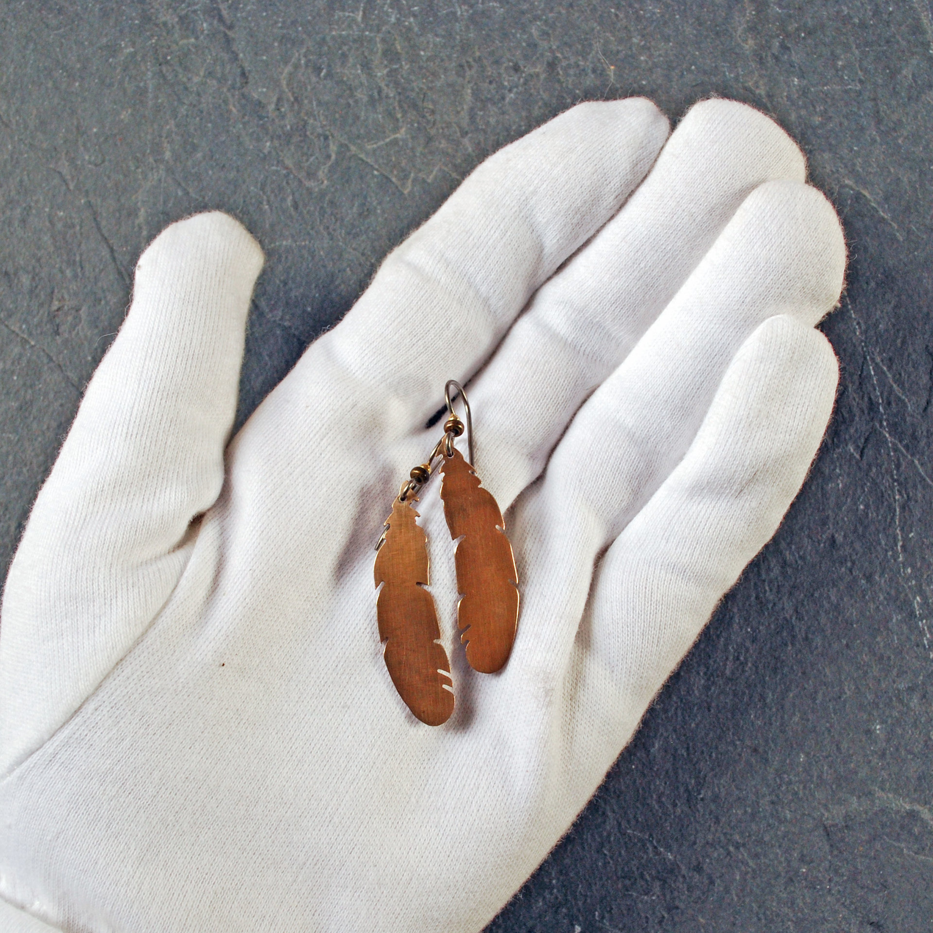 Bronze Feather Earrings