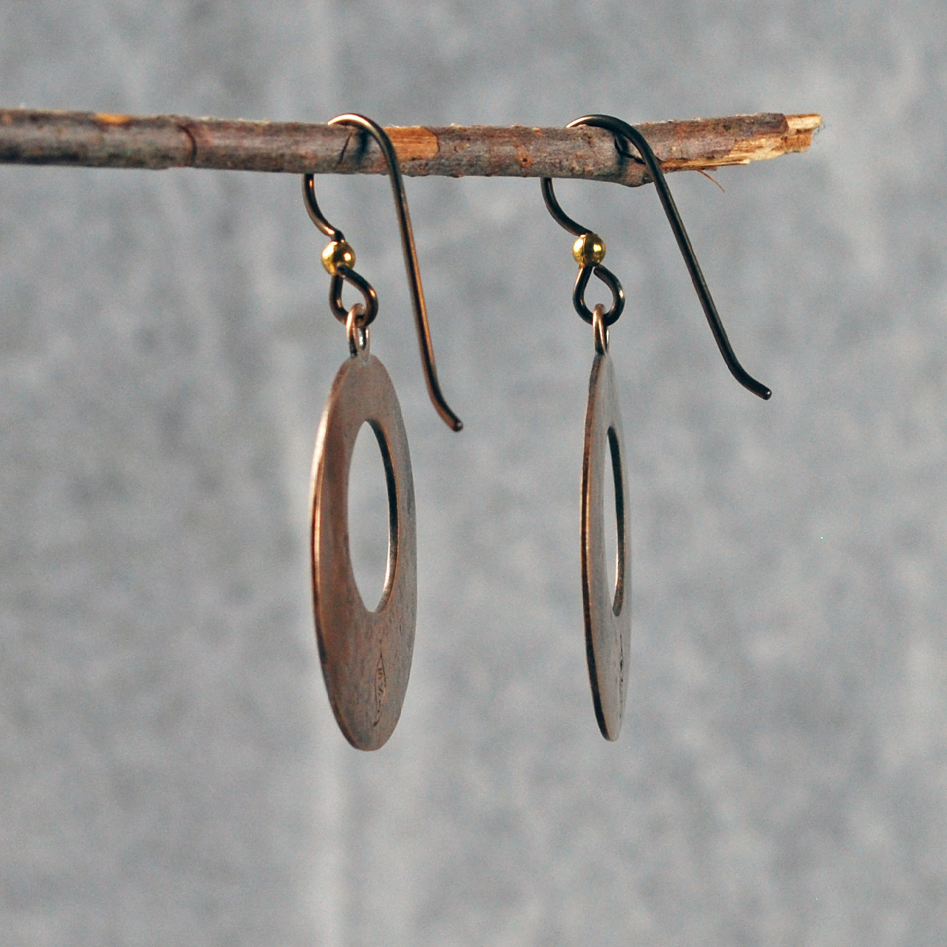 Hammered Bronze Open Circle Earrings