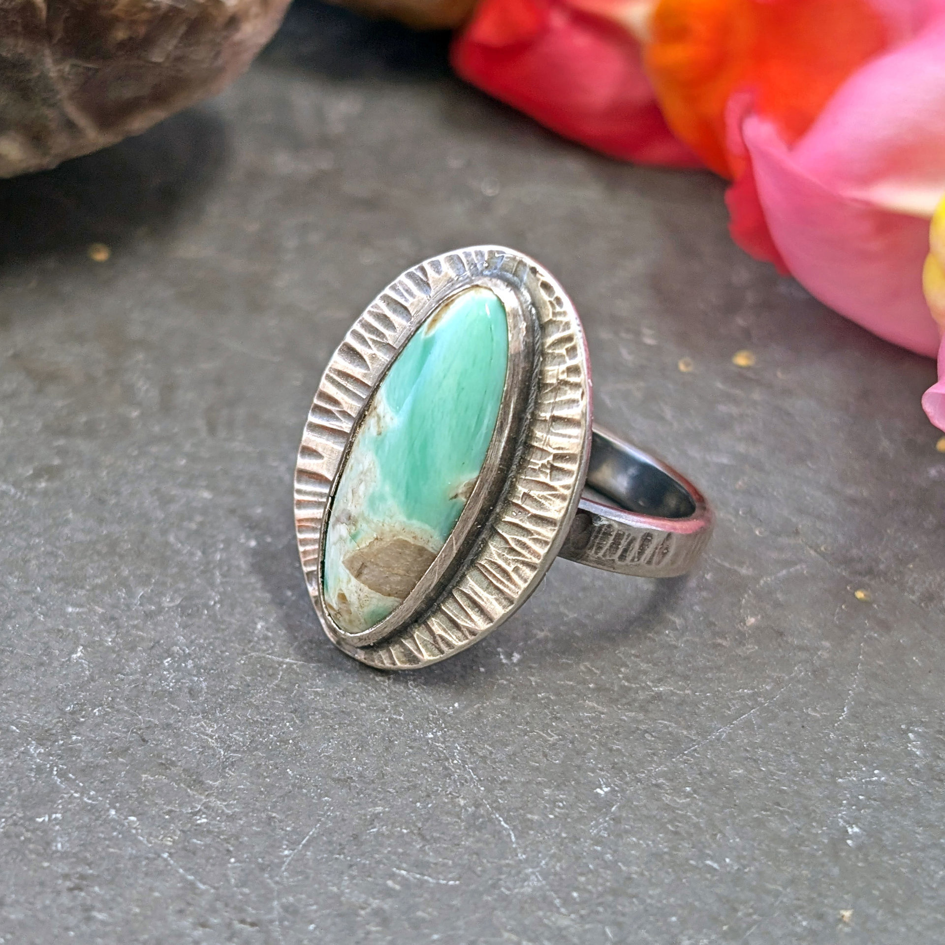 Variscite Silver Ring Size 7.75