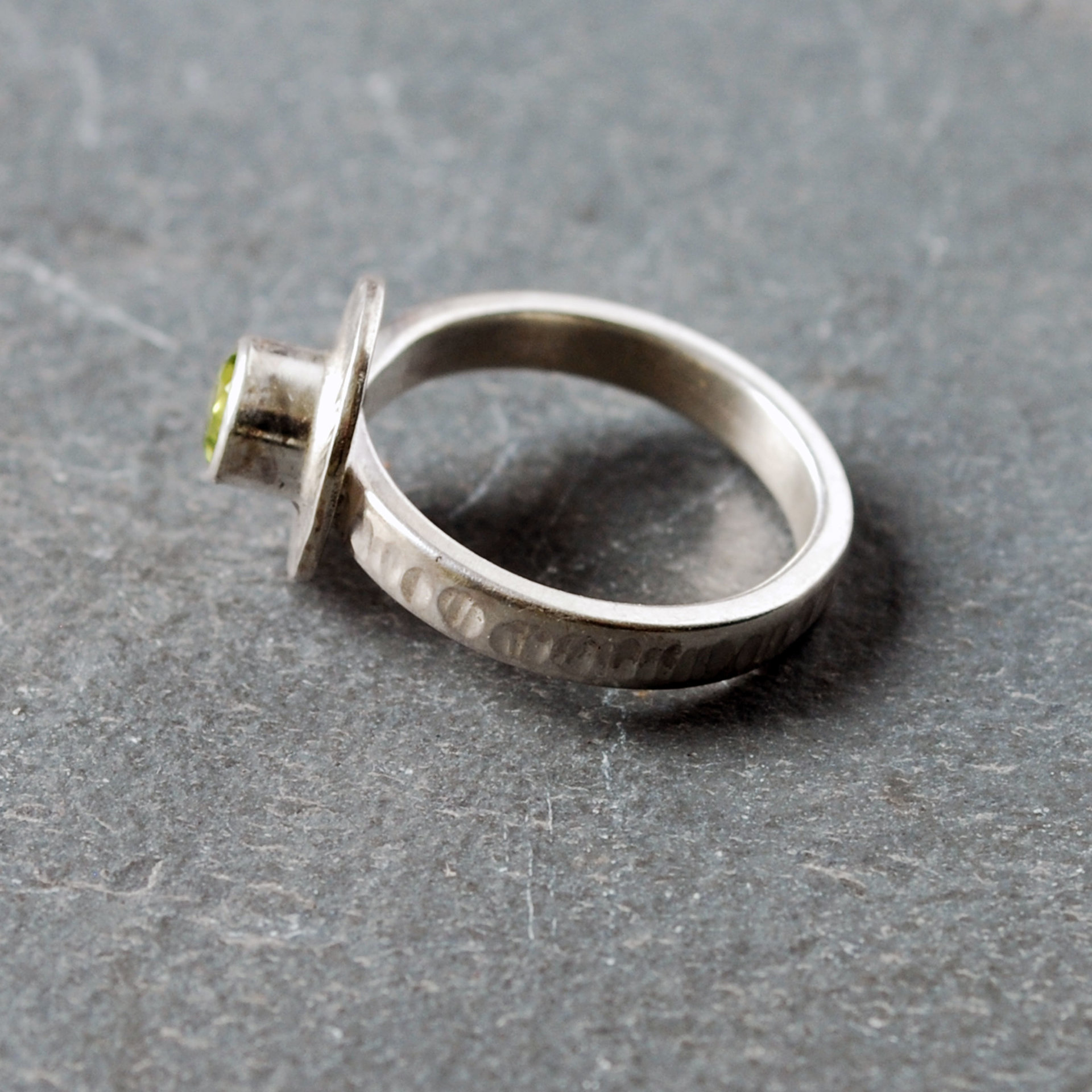 Peridot Silver Ring, Size 6.5