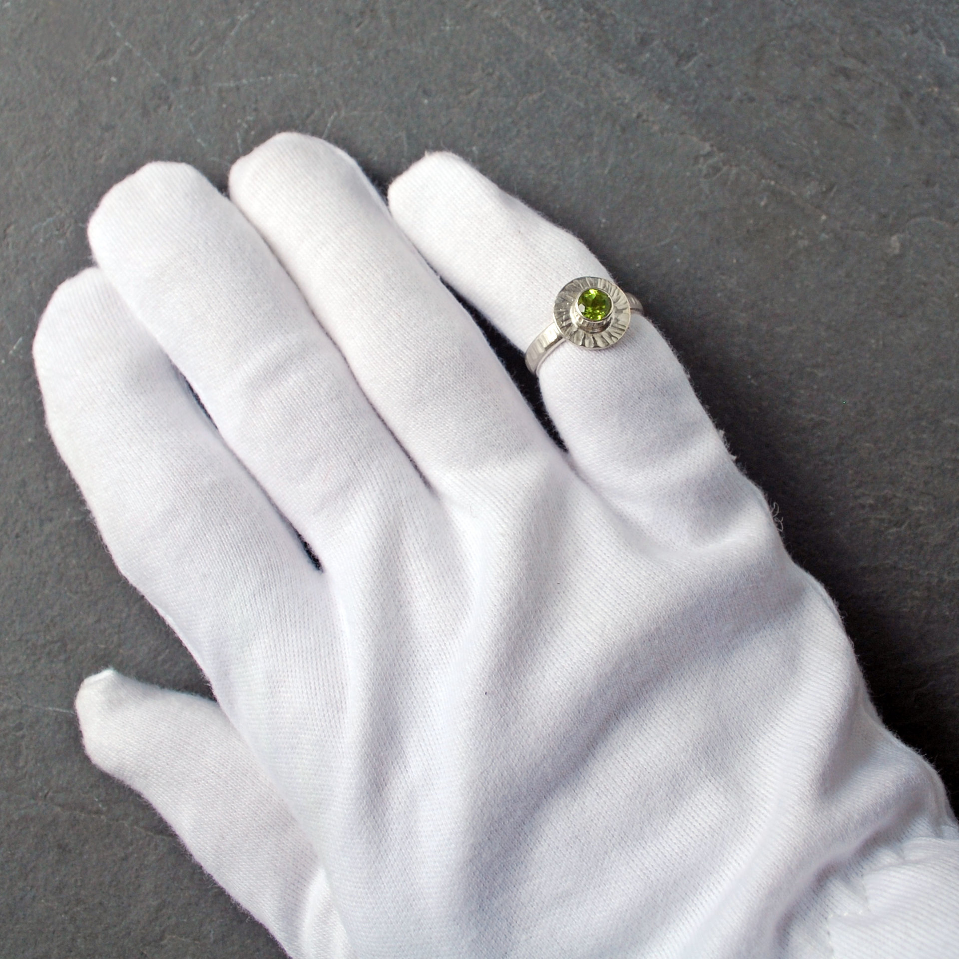 Peridot Silver Ring, Size 6.5