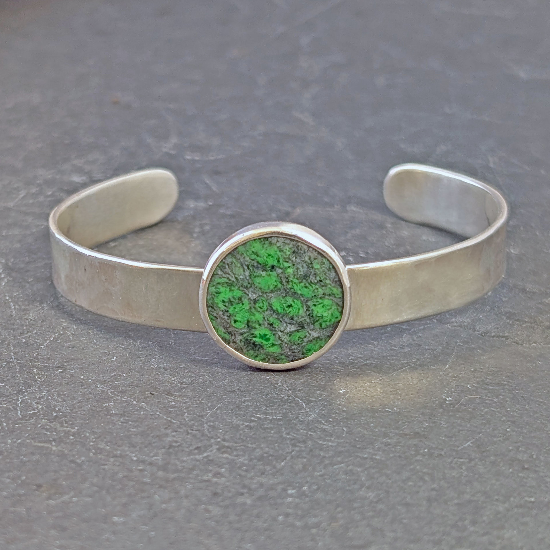 Silver Cuff Bracelet with Maw Sit Sit 