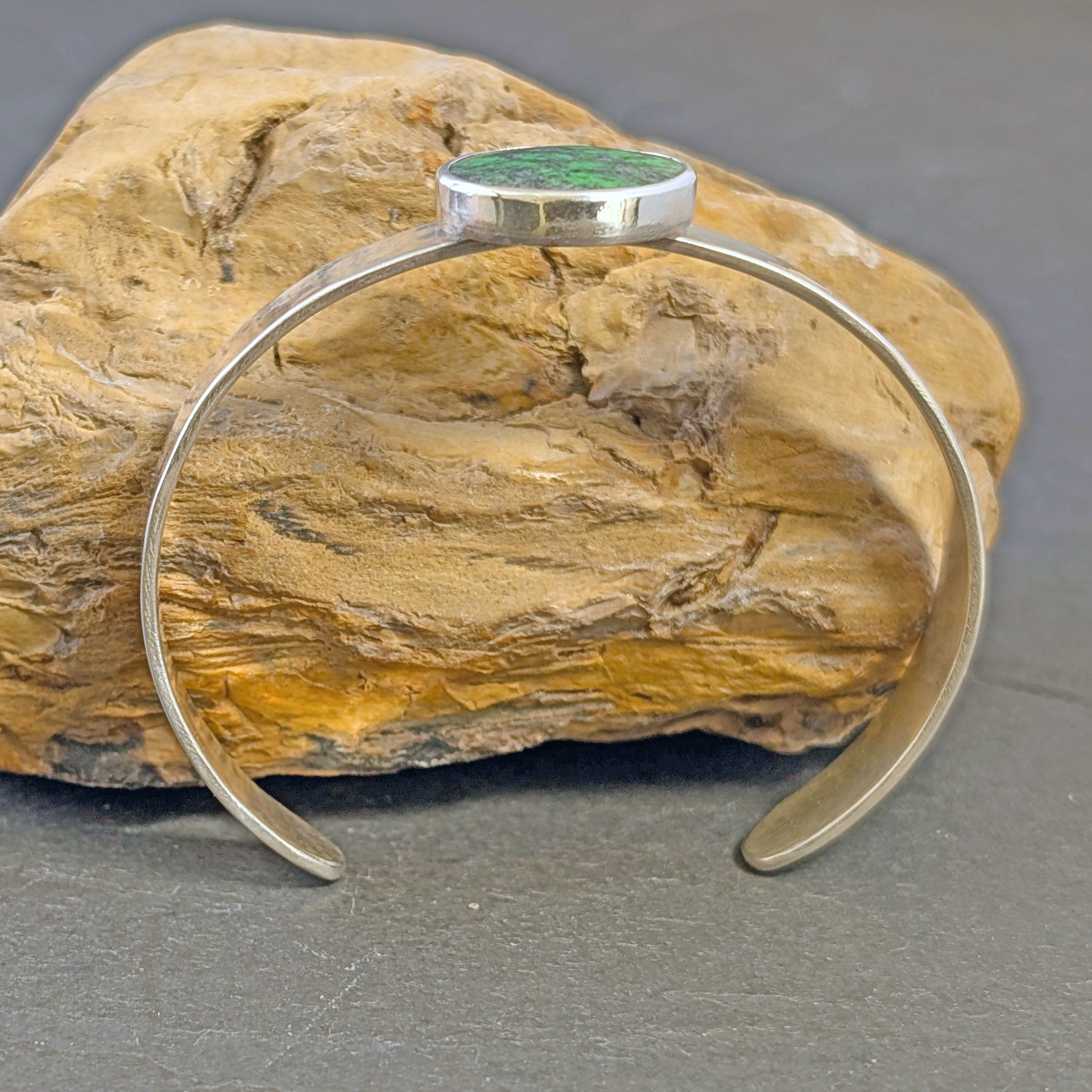 Silver Cuff Bracelet with Maw Sit Sit 