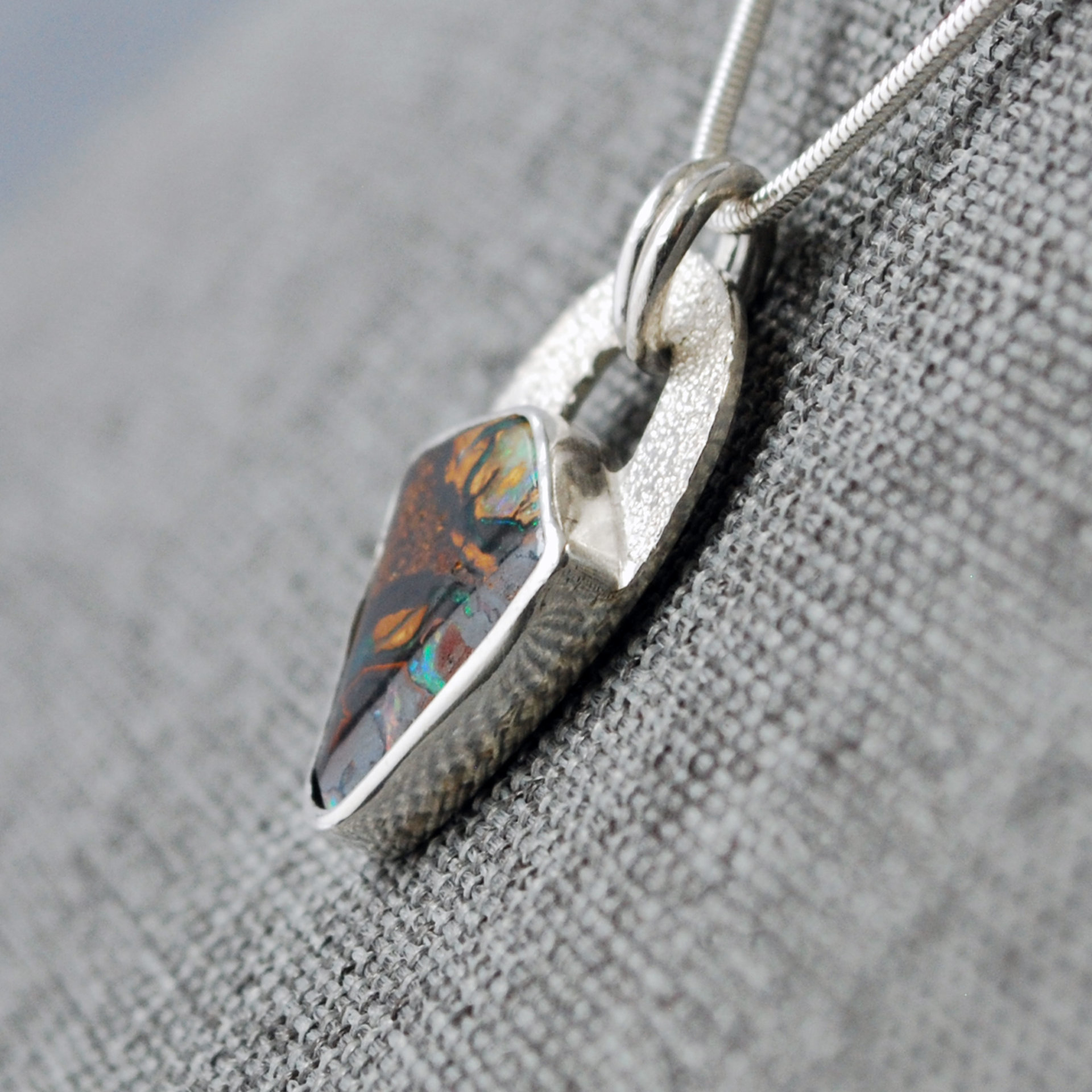 Small Silver Boulder Opal Pendant