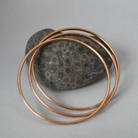 Hammered Bronze Skinny Bangles, Single or Set
