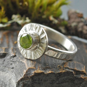 Peridot Silver Ring, Size 6.5