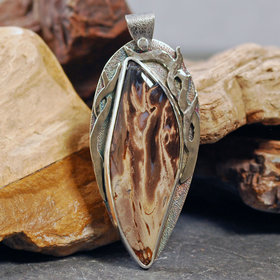 Fossilized Palm Root, Silver Pendant