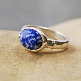 Silver Lapis Lazuli Ring Size 6
