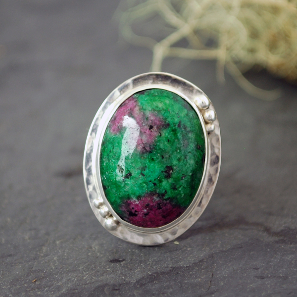Ruby in Zoisite Sterling Silver Ring Size 6.75