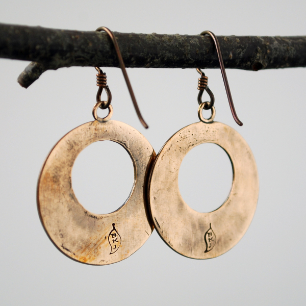 Hammered Bronze Wide Circle Earrings