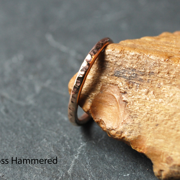 Hammered Bronze Stacking Ring, Traditional Hammer