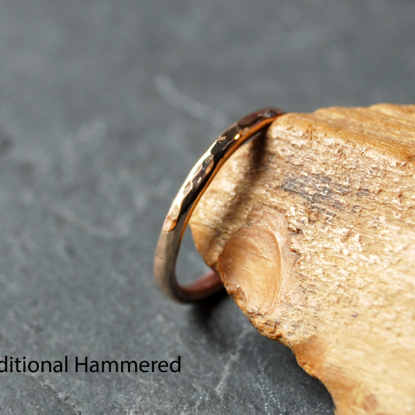 Hammered Bronze Stacking Ring, Cross Hammer