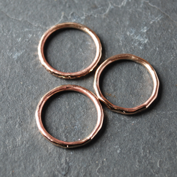 Hammered Bronze Stacking Rings, front view
