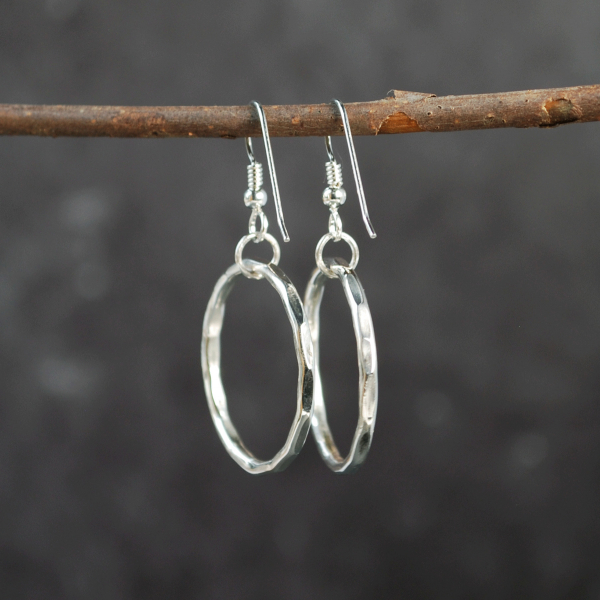 Silver Hoop Earrings hanging