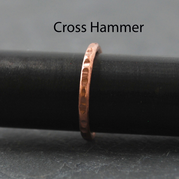 Hammered Copper Stacking Ring, Cross Hammered Texture