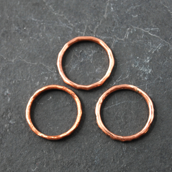 Hammered Copper Stacking Rings, front view