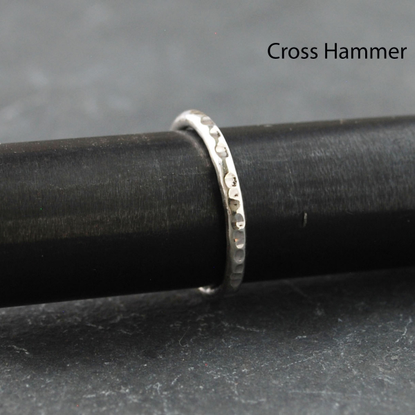 Hammered Sterling Silver Stacking Ring, cross hammer