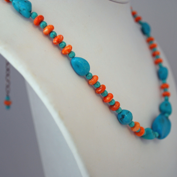 Sleeping Beauty Turquoise and Spiny Oyster Shell Necklace