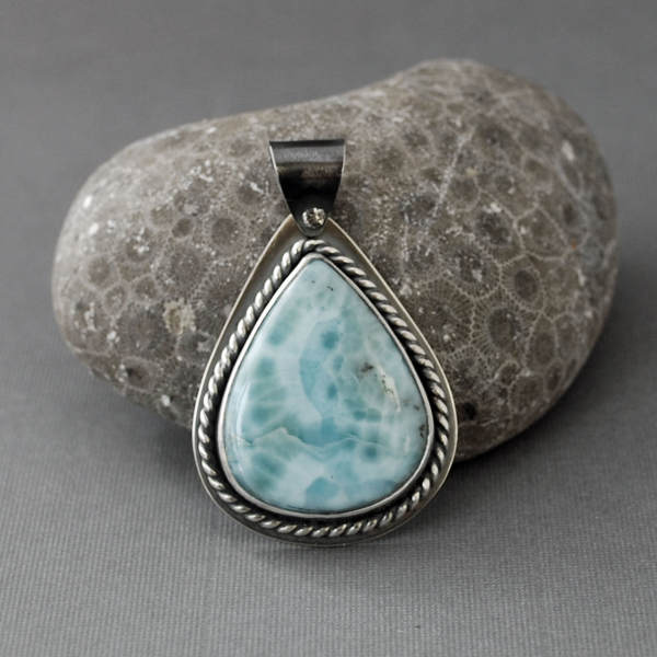 Larimar Silver Pendant with Sailboat Cut Out