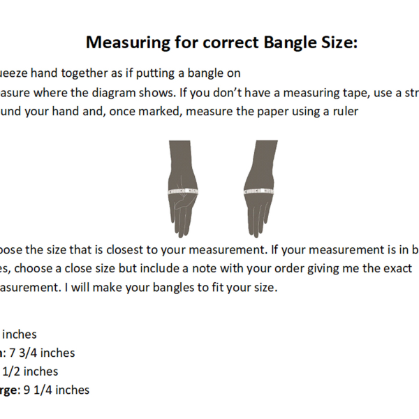 Measuring hand for bangle size