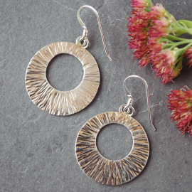 Sterling Silver Hammered Wide Circle Earrings