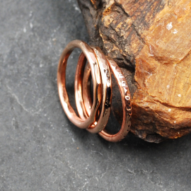Hammered Bronze Stacking Rings, side view