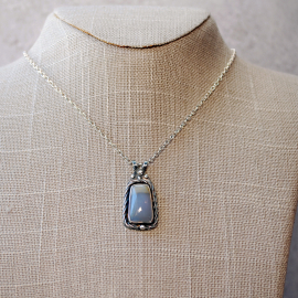 Blue Chalcedony and Silver Pendant hanging
