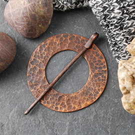 Rustic Hammered Copper Shawl Pin
