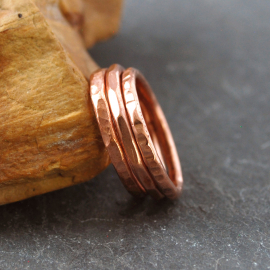 Hammered Copper Stacking Rings, side view