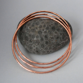 Hammered Copper Bangles Single or Set, Copper Stacking Bangles