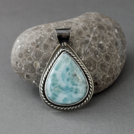 Larimar Silver Pendant with Sailboat Cut Out