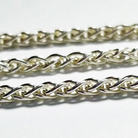 sterling silver wheat chain close up