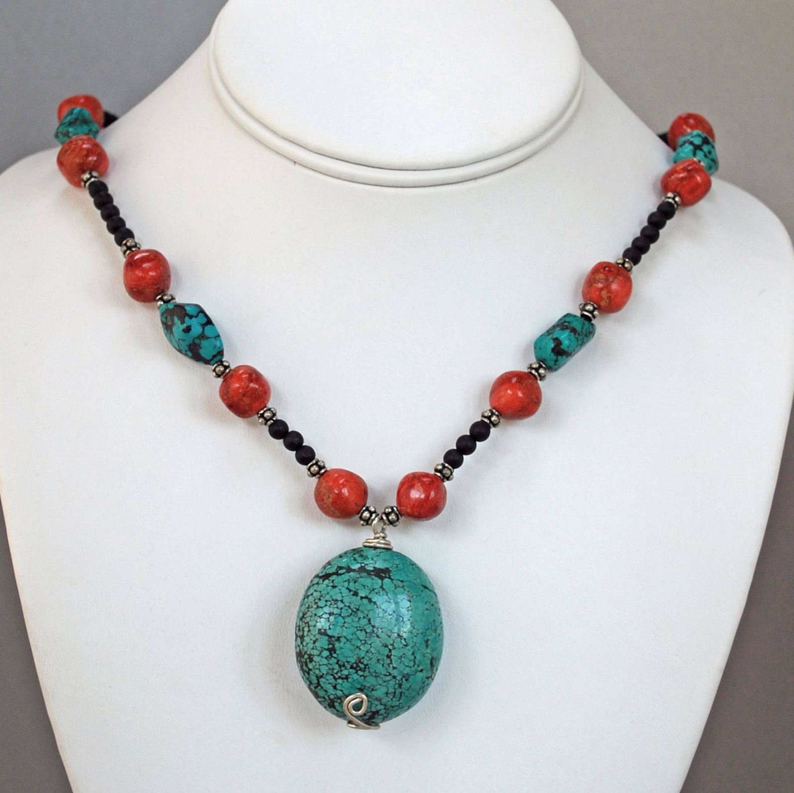 Tibetan Turquoise and Coral Necklace | Barbara Kay Jewelry
